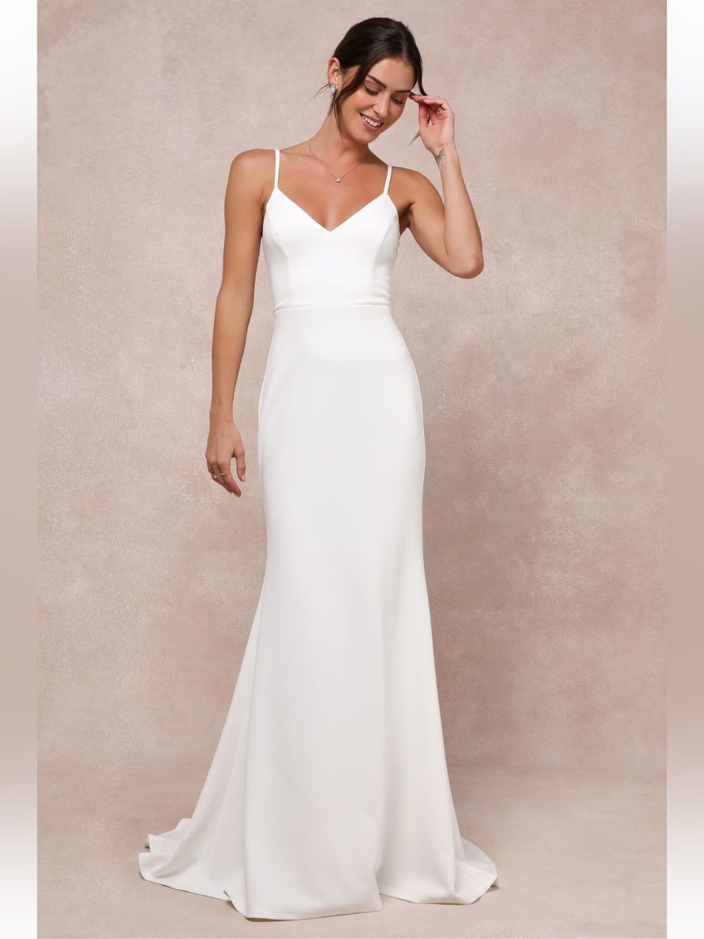Lulu's Feeling of Forever NWT XS White Sleeveless Mermaid
Maxi Bridal Dress